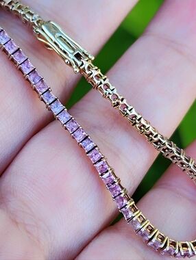 Pink Sapphire 14kt Bracelet Princess Cut